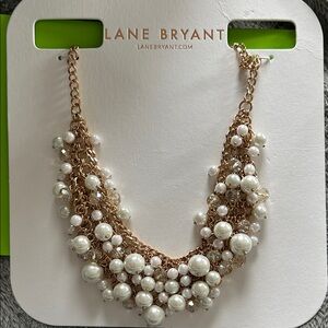 Lane Bryant Gold Chain Necklace with White Pearls